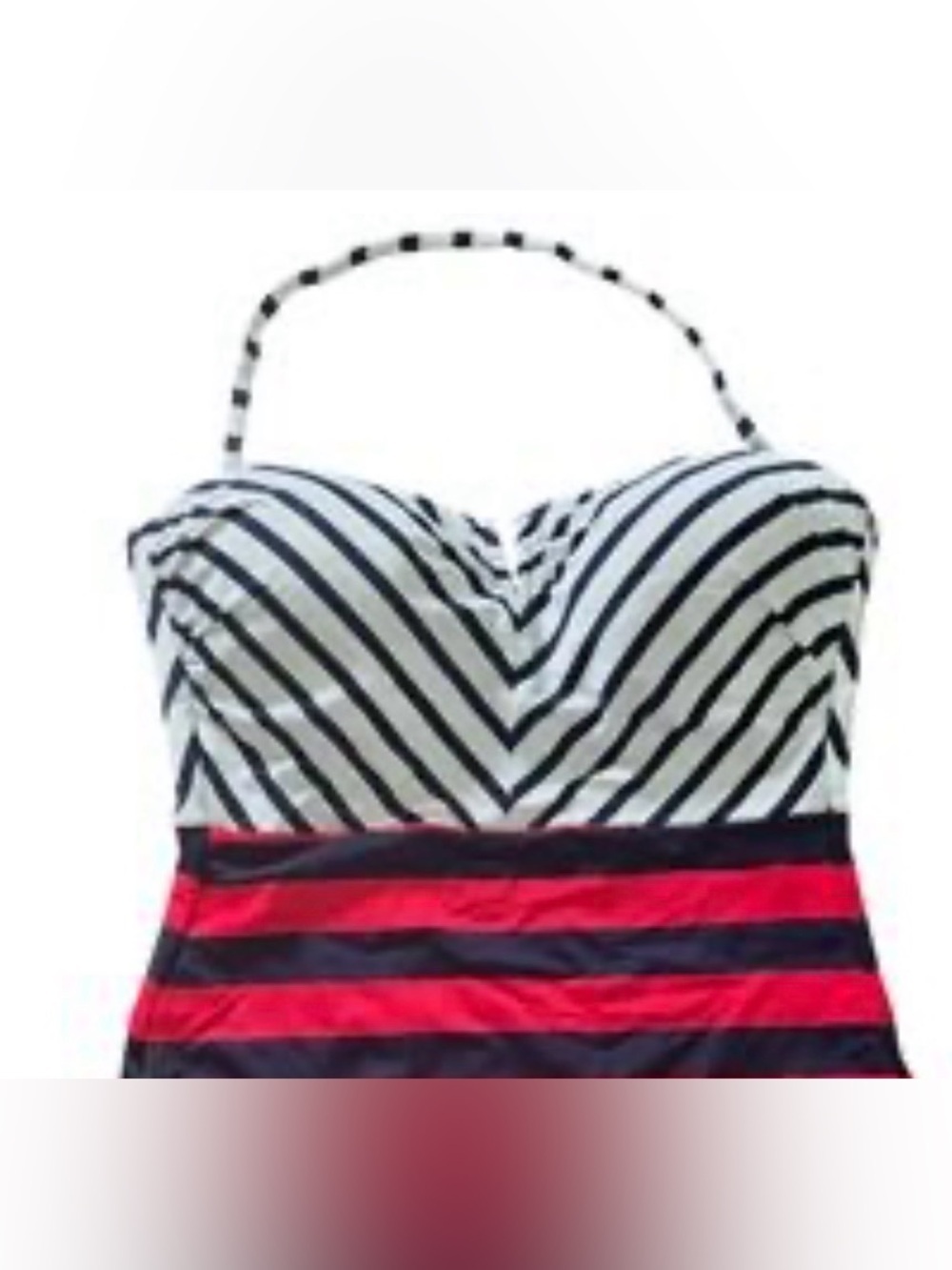 Tommy Bahama Channel Surfing Strapless One-Piece Swimsuit Size 8 Coral Red, Navy - Picture 15 of 16